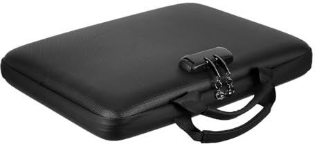 VILLCASE Bolsa Ignífuga Portátil con Cerradura, Carpeta Tipo Acordeón Negra con 13 Bolsillos, Cierre Doble Cremallera, Organizador Resistente para Oficina y Viajes