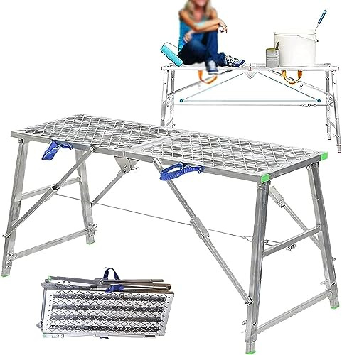LMMIAOZ Scala per ponteggi, Scale a pioli, Piattaforma per ponteggi, Piattaforma di Lavoro Pieghevole Multiuso per ponteggi, Torre per ponteggi, Sgabello, Panca, Altezza regolabi