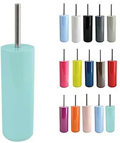 MSV Scopino WC Portascopino WC Contenitore per scopino INAGUA - Set WC da appoggio in polistirolo Scopino con manico in acciaio inossidabile verde pastello