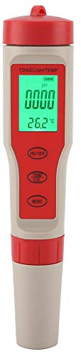 Fdit Digitales Wasserqualitätsmessgerät Professional 4 in 1 pH TDS EC Temperaturmessgerät Digitales Wasserqualitätsmessgerät für Trinkwasser MEHRWEG VERPAKUNG