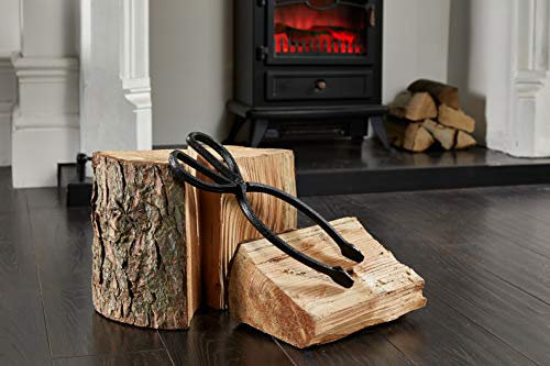 Price Crunchers Fireplace Matte Black Heavy Cast Iron Scissor Tongs