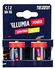 BATTERIA MEZZA TORCIA BLISTER 2 PZ ALCALINO TIPO C2 C 2 ALKALI ILLUMIA POWER
