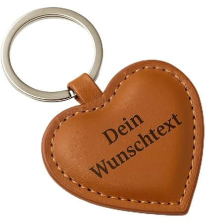 Diamandi - Herz Schlüsselanhänger Leder Braun mit Gravur Personalisiert – Schlüsselring mit Namen & Datum – Stilvolles Geschenk für Frauen, Freundin & Hochzeit – Hochwertiges Design