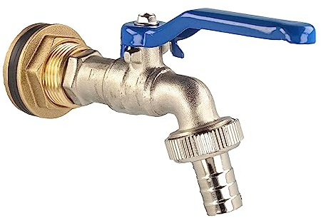 tecuro Kugelauslaufventil mit Behälterverschraubung für Regentonne Wassertank - 1/2 Zoll