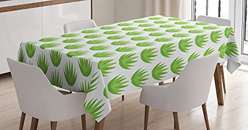 ABAKUHAUS Agave Tischdecke, Exotische Kaktus-Anlage Motiv, Für den Inn und Outdoor Bereich geeignet Waschbar Druck Klar Kein Verblassen, 140 x 170 cm, Weiß und Lindgrün