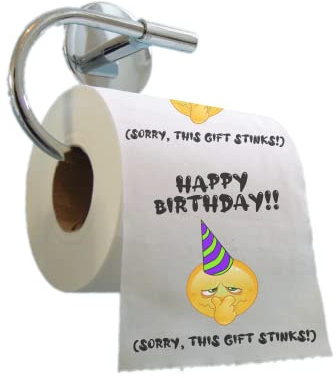 Happy Birthday (Sorry, This Gift Stinks) - Lustiges Toilettenpapier - Lustiges Geschenk - Bedruckte Klorolle - Neuheit Geburtstagsgeschenk & alberne Geburtstagsparty-Dekoration, mehrfarbig