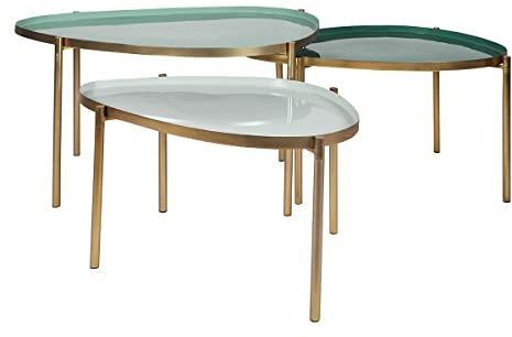 Miliboo Tables Basses gigognes laquées Vert-Cyan et Vert (Lot de 3) Zuria