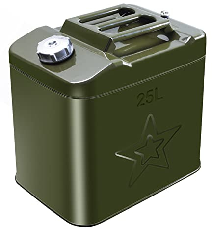 ZWLI Bidón de Gasolina metálico,garrafa Gasolina Recipientes con asa para Coche,depósito de Combustible de Repuesto Vertical Grueso móvil de anticorrosión,Verde Oliva,10L,20L-60L