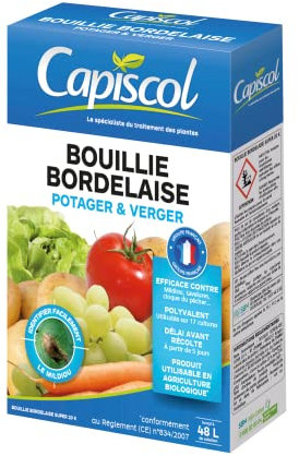 CAPISCOL Bouillie Bordelaise - 300g - 48L De Solution - Fongicide Polyvalent - Traitement Préventif & Traditionnel - Mildiou Tavelure Cloque Du Pêcher BB20300