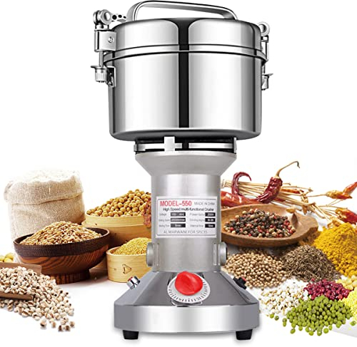 LEJIEYIN Molinillo de Hierbas Eléctrico 550g Alta Velocidad Acero Inoxidable Molinillo de Especias Eléctrico Molino de Harina Molinillo de Hierbas Polvo Super Fino Máquina Para Moler Alimentos Secos