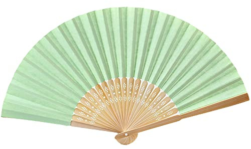 6 Stück Handfächer Hochzeit,Bunte Faltfächer Papierfächer Hochzeitsfächer Fächer Faltbar Gastgeschenk Asiatische Deko für DIY Sommer Hochzeitsdeko Geburttag Party Fotografie Wand Dekoration,Hellgrün