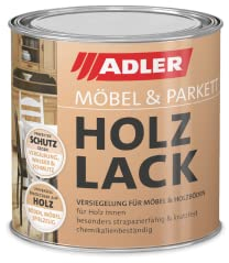 ADLER Möbel- und Parkett Holzlack - Parkettlack halbmatt - Versiegelungslack für Holzböden, Möbel, Innentüren - farblos, 2.5 Liter