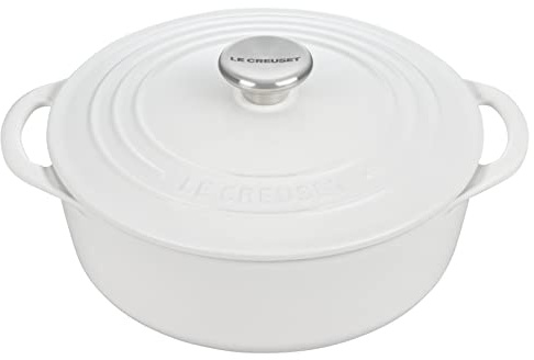 Le Creuset Forno rotondo basso in ghisa smaltata, 2,75 qt, bianco