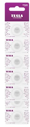 TESLA BUTTON LITHIUM BATTERIES, CR1220 Mercury free Lithium Cell Battery 3V, 7 Year Shelf Life, A Long-lasting, Leak-free, Suitable for flashlights, car keys, watches, key fobs, 5 count [Pack of 1]