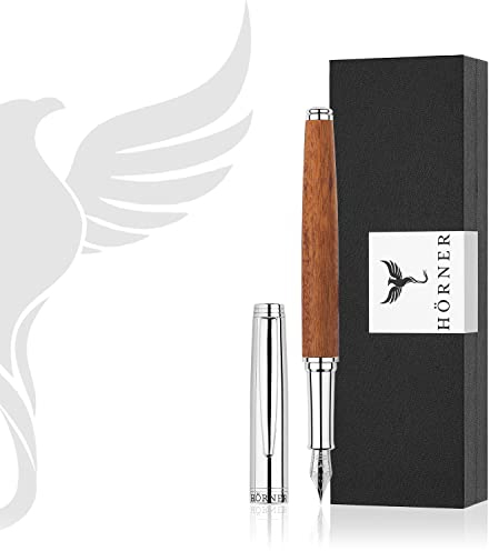 Hörner Legno - Hochwertiger Füllfederhalter Mahagoniholz inkl. Konverter I Premium Geschenkbox I Luxus Design I Edel Feder „Made in Germany“ I Attraktiver Stift für Herren und Damen I fountain pen