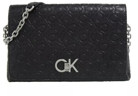 Calvin Klein Re-Lock Shoulder Bag With Flap CK Black