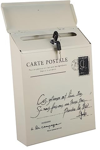 ORFOFE Retro Briefkasten Aus Eisen Mit Schloss Abschließbarer Vintage Wandbriefkasten Amerikanischer Stil Weiße Postbox Für Briefe Und Zeitung
