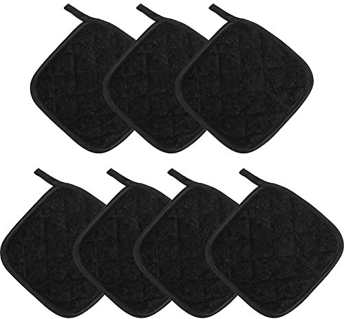 Hduacuge Set di 7 presine in cotone nero per cucina, cuscino riscaldante lavabile in lavatrice e resistente al