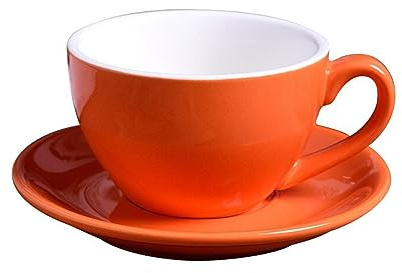 INOKAI Tazzine da caffè Set di Tazze da caffè in Ceramica Moderna da 220 ml Tazze da Cappuccino semplici for Tazza da caffè Latte Mocha con piattino (Size : 220ml, Color : Orange)