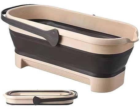 higyee Cubo Plegable para Fregona - Cubo Plegable Rectangular Portátil con Mango Resistente | Prácticos Cubos Rectangulares para Fregona para Coches, Jardín, Pesca, Limpieza La Casa