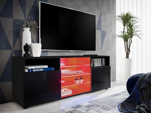 Komodee TV-Schrank Urbino A2 Schwarz/Schwarz 140x53x35 cm