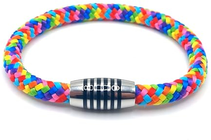 Armband Rainbow aus farbintensiven Paracord-Segeltau mit schwarz emailliertem Edelstahlmagnetverschluss (22.00)