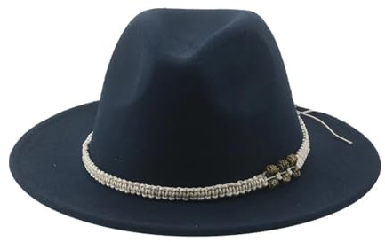 SOYNIA Fedora Trilby Filzhut Hut Hüte Für Damen Fedora Gefilzt Herrenhut Panama Lässig Vintage Western-Cowboy-Kette Breite Krempe