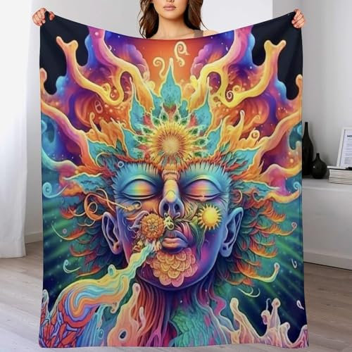 PAZZK Kuscheldecke bunt Decke Tagesdecke - Weiche Flannel Decke Mit Muster Sofadecke - Baumwolldecke Wohndecke Sofaüberwurf Bettüberwurf（180×200cm）