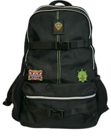 DIME BAGS Skateboard Backpack with Skate Straps, 9 Compartments for Storage Including 1 Hidden Order-Sealed Pocket, Durable Water-Resistant Exterior & Padded Straps, Chris Dyer Skatepack (Onyx)