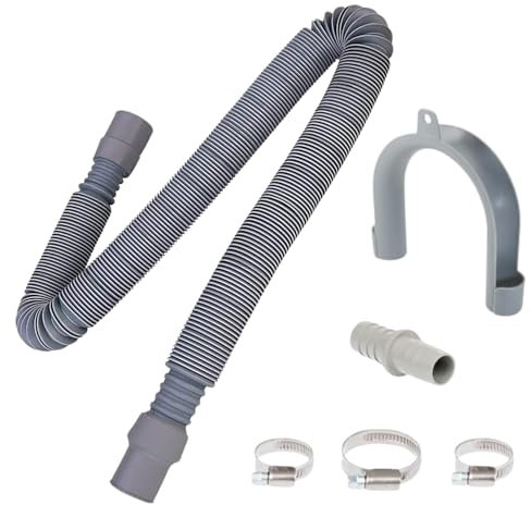 Noble Spares Universal Drain Hose Extension Kit, Replacement or Extension Flexible Waste Hose for Washing Machine, Dishwasher or Dryer, 19mm & 28mm End Fitting with Clamps, Extendable to 2m Length
