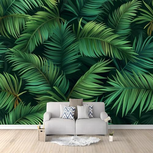 Papier peint panoramique 400 x 280 cm Revêtement mural décoration salon Feuillage Dense imperméable Convient pour le bureau Vert