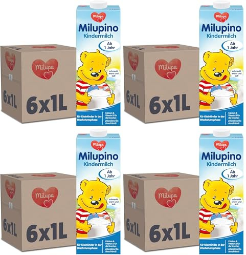 Milupino Kindermilch trinkfertig (6x1L), ab 1 Jahr, für Kleinkinder in der Wachstumsphase (Packung mit 4)