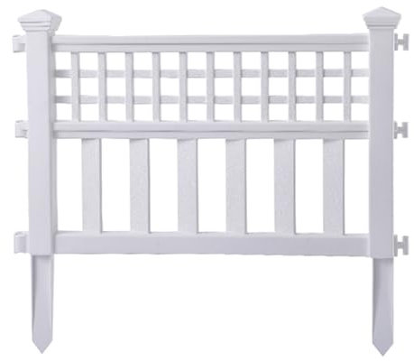 GOCHUSX Clôture De Jardin, Clôture De Bordure Flexible, Bordure De Paysage en Bois, Clôture Décorative Extérieure en Bois pour Balcon De Jardin, Pelouse, Cours(Blanc,57.5x52cm-5PCS)