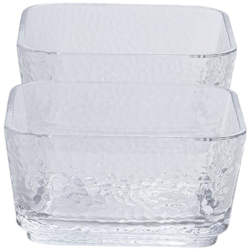 OFFSCH 2pcs Hammered Glass Bowl Elegant Dessert Bowl for Home for Serving Fruit Salad for Breakfast for Everyday Use