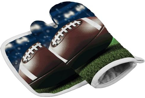 Gants de cuisine personnalisés résistants à la chaleur pour femme - Motif football américain - Pour cuisine, barbecue, grill, Thanksgiving