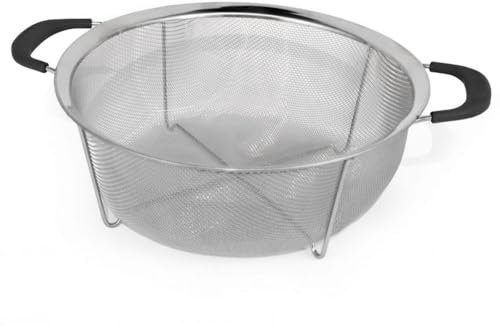 MGE - Colador de Cocina con Pie - Escurridor de Acero Inoxidable - Colador Microperforado Verduras - Escurridor Pasta - Coladores de Cocina Acero Inoxidable - 28,5 cm