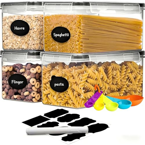 stusgo 4PCS 3.2L/108 OZ Contenitore ermetico per alimenti con coperchio, barattolo in plastica per la conservazione della pasta, organizzatore ermetico per la cucina senza BPA