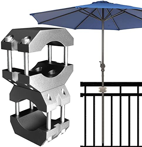 KD-TECH Stabiler Sonnenschirmhalter - Sonnenschirmständer für Balkon und runde, eckige Geländer - sichere Sonnenschirmbefestigung ohne Bohren