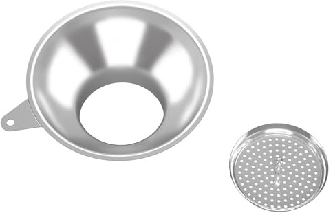 Serinar Stainless Steel Metal Canning Funnel with Removable Strainer - for Jams, Pickles and Home Preserving, Dishwasher Safe Kitchen Tool (2.78 Inch Wide Mouth Bore for Wide Mouth Mason Jars)