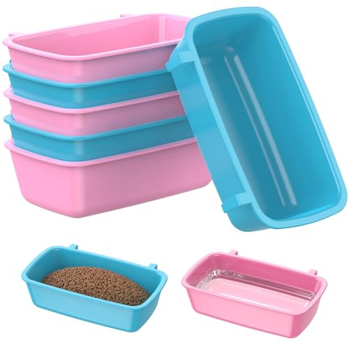Pawfly Hanging Feeder, Food and Water Container, 6 Pcs Plastic Keepers for Cages Rabbit, Feeding Dishes Coop Cups for Parrots Hamsters Guinea Pigs & Other Small Pets