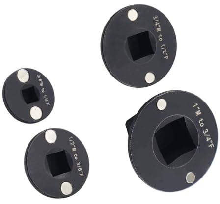 4Pcs Low Profile Socket Adapter Set, Low Profile Adapter Set, 1in to 3/4in, 3/4in to 1/2in, 1/2in to 3/8in, and 3/8in to 1/4in Drive Reducing Adapter Socket Set, for Compact Workspaces
