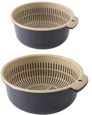 Juego de cuencos Coladores - Cesta de verduras con agujeros de drenaje rápido | Colador de acero inoxidable | Colador de cocina Cesta escurridor | Set de recipientes de cocina multifunción