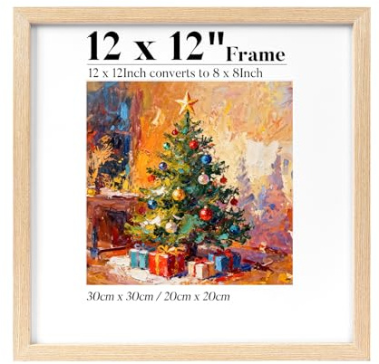 HOUSE DAY Bilderrahmen 30x30, Bilderrahmen Quadratisch, Holzbilderrahmen | Massivholz Rahmen 30x30 mit 20x20 Passepartout für Familie, Landschaft, Haustier-Gedenkseite, Hochzeit, 1er-Pack