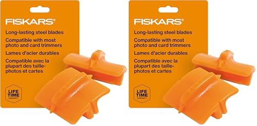 FISKARS Original Cuchillas de Repuesto para máquinas de Corte de Papel, 2 Unidades, para Corte Recto, Naranja, 1003868 (Paquete de 2)