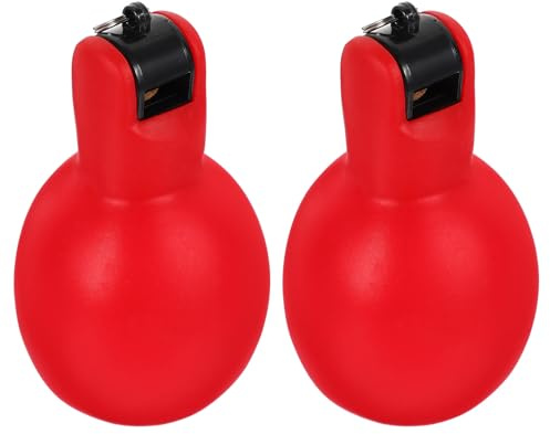 DECOMELODY Lot de 2 Sifflets de Survie à Pression Portables en PVC Rouge, Petit Sifflet Multifonction Pratique pour Camping et Randonnée, Outil de Sécurité D'extérieur sans Nécessité