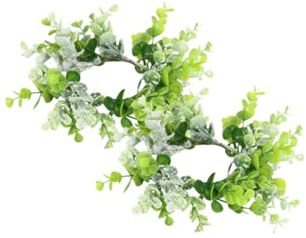 TOYANDONA 2 Stück Künstlicher Eukalyptus Kerzenringe aus Kunststoff und Draht für Frühlings und Weihnachtsdekoration mit Natürlichem Aussehen und Vielseitiger Verwendung