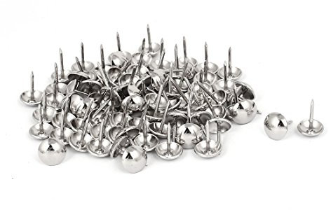 sourcing map Clou Tapissier 7/16 Pouce Diamètre INOX Acier Rond Tête Ameublement Décoratif Clou 80PCS