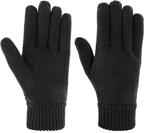 Lipodo Thinsulate 3M Strickhandschuhe Damen Herren Handschuhe mit Fleecefutter Herbst Winter Outdoor Fingerhandschuhe Elastischer Rippstrick schwarz L