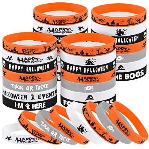 FEPITO 35 Pcs Halloween Bracelet Silicone Bracelets 7 Modèles Classiques Halloween Bracelets En Caoutchouc