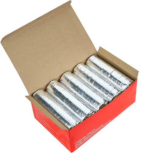 NKlaus Räucherkohle Tabletten Premium, schnellzündend, Ø 50 mm, 200 Stück | 20 Rollen mit je 10 Holzkohletabletten aus Griechenland; ca. 75 Minuten Brenndauer, für Weihrauch und Räuchern